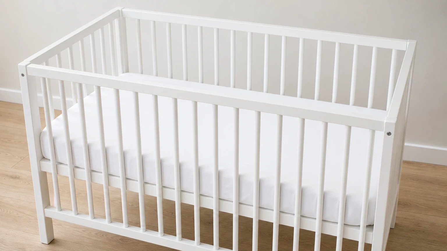Cama de grades com colchão firme e sem objetos soltos