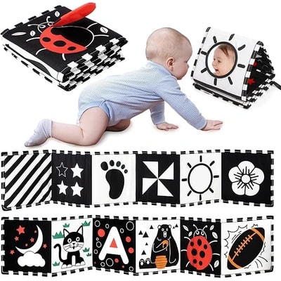 URMYWO black-and-white newborn sensory soft book